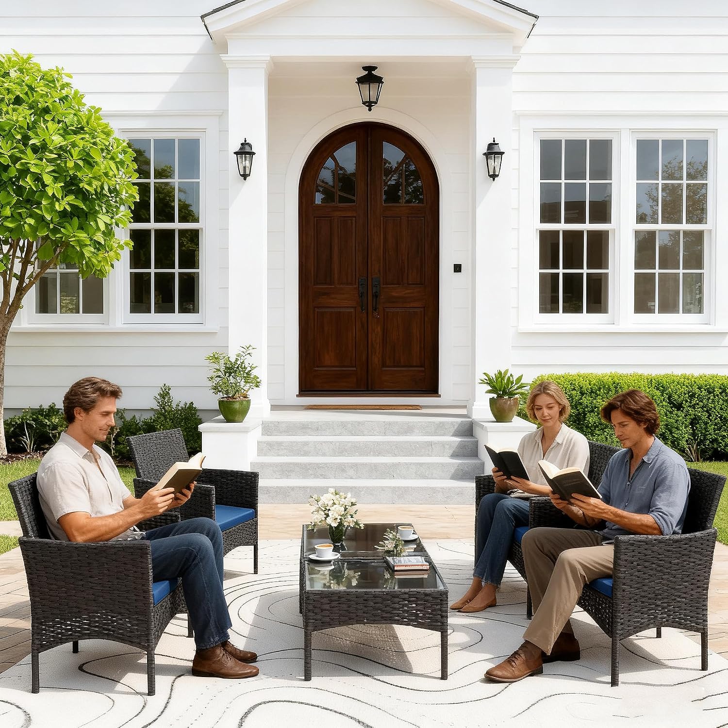 8 Pieces Patio Furniture Set,  - Outdoor Furniture Metal Chairs 评论和价格