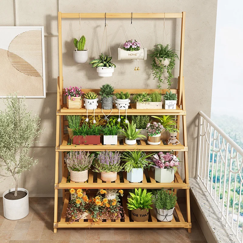 Solid Wood Flower Shelf Plant  - Outdoor Furniture Wood 评论和价格