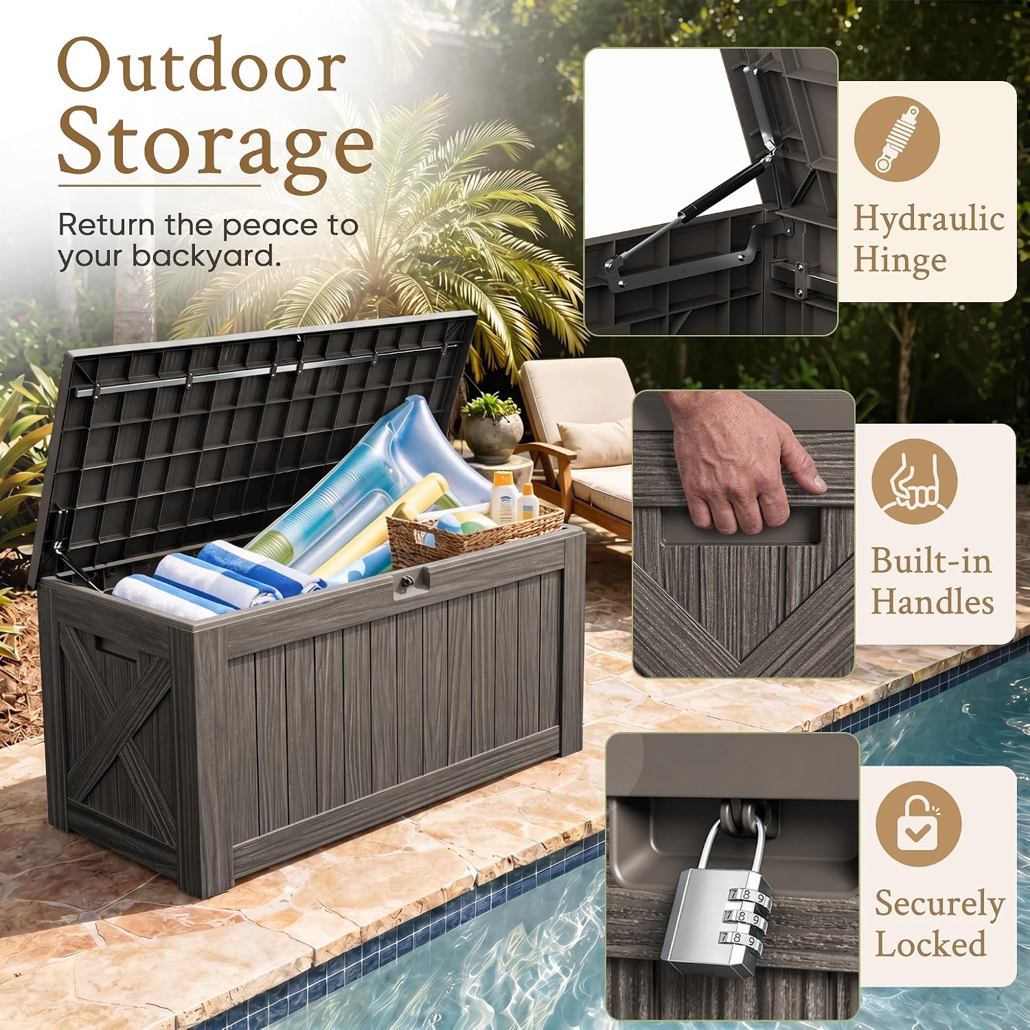 120 Gallon Large Deck Box Outd - Outdoor Furniture Wood 评论和价格