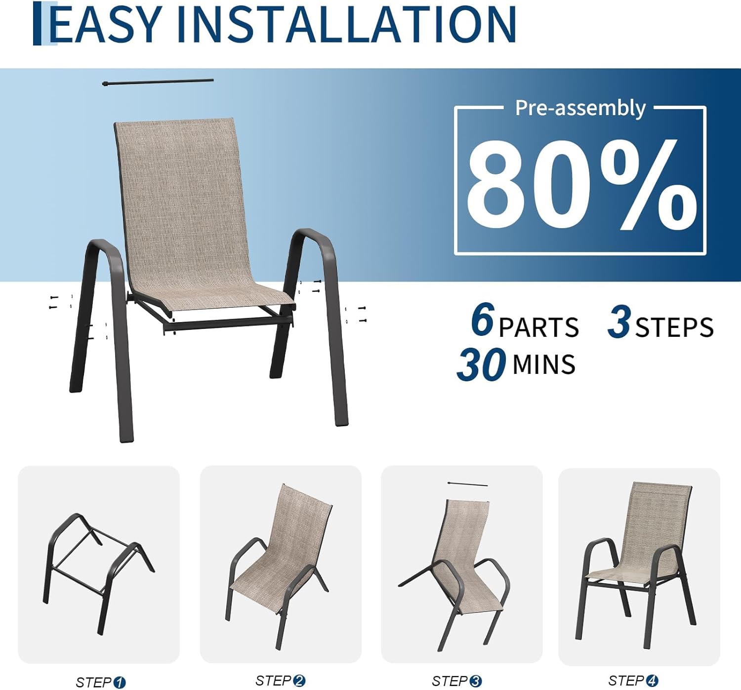 Patio Dining Chairs Set of 4,  - Outdoor Furniture Metal Chairs 评论和价格