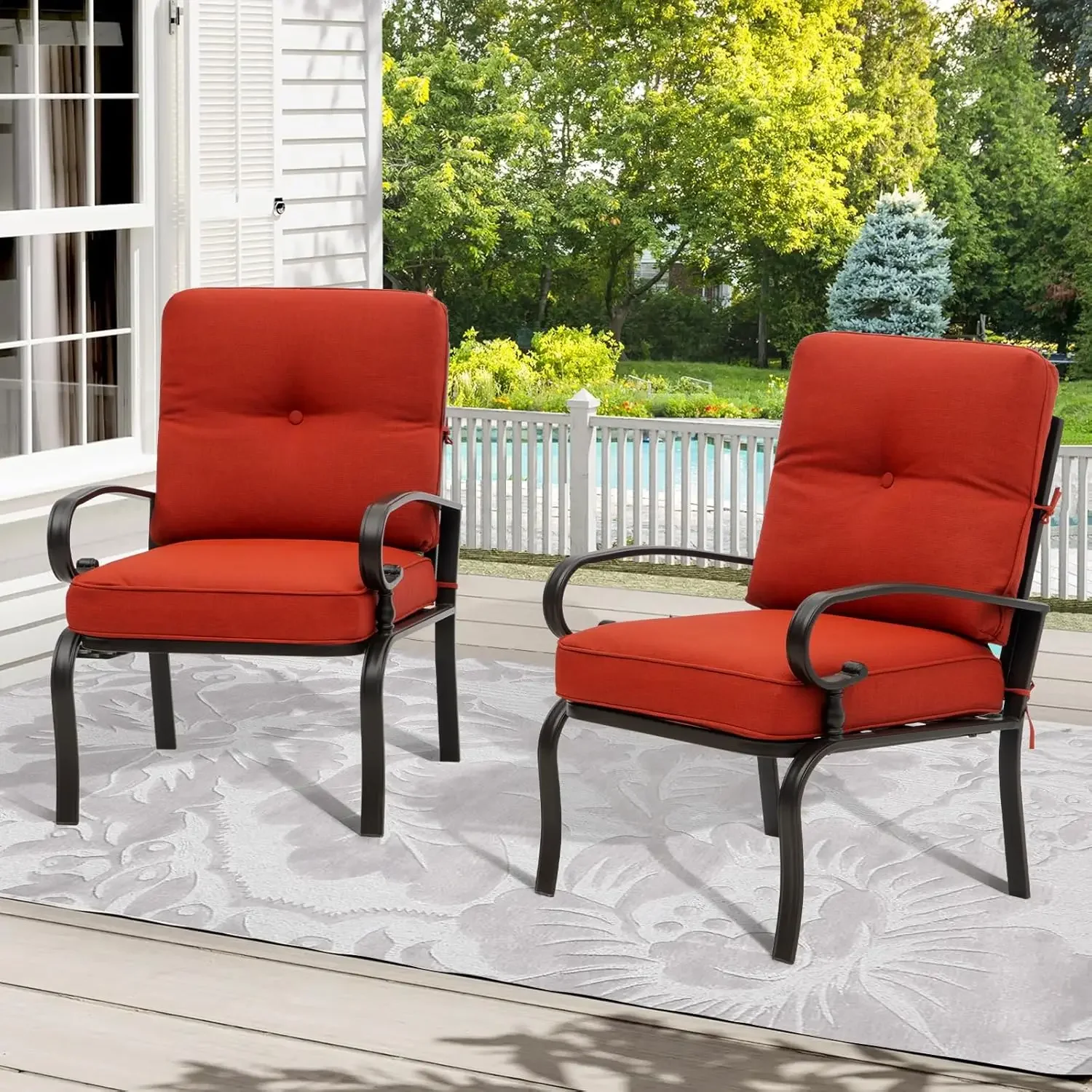 Red Outdoor Metal Bistro Chair - Outdoor Furniture Metal Chairs 评论和价格